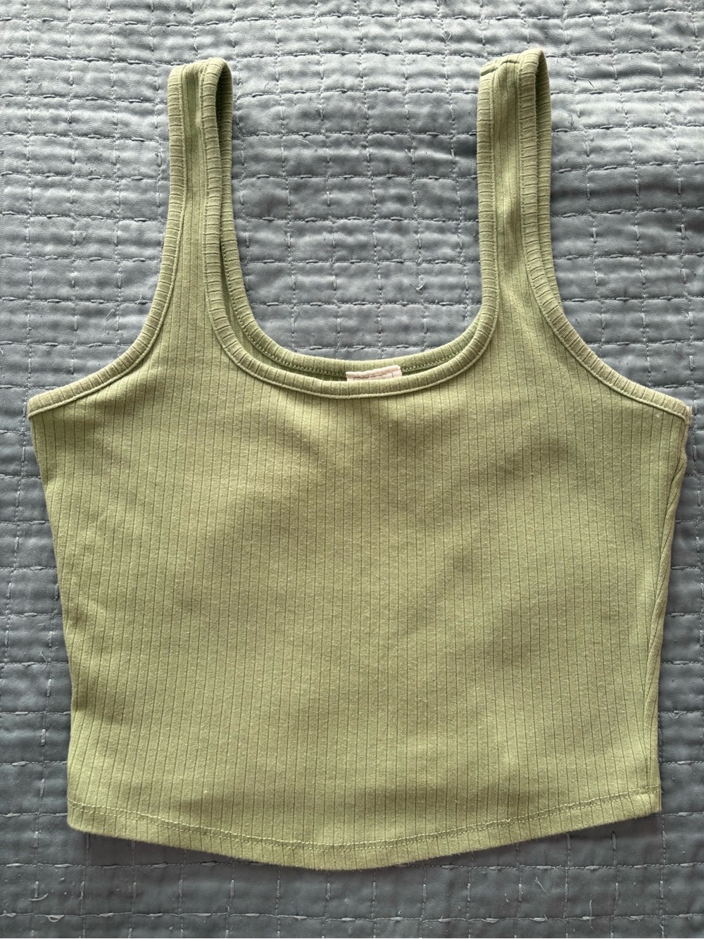 Ribbed Light Green Tank Crop Top - Women